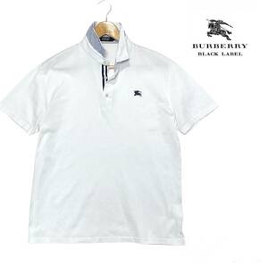 ★1円〜 美品 BURBERRY BLACK LABEL バーバリーブラックレーベル 日本製 前立ストライプ 半袖 ポロシャツ サイズ4★