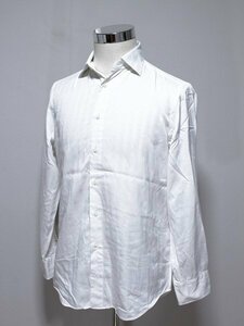 Maker's Shirt 鎌倉 スリムフィット 薄柄生地 長袖シャツ 白 40-84