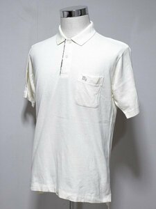 BURBERRY London hose Logo embroidery part check polo-shirt with short sleeves L