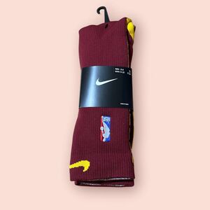 レブロンクリーブランド・キャバリアーズバーガンディ色Grip Power Kneeソックス Nike NBA選手支給品Mサイズ