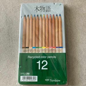 トンボ鉛筆 色鉛筆 木物語 12色 缶入 CB-RE12C