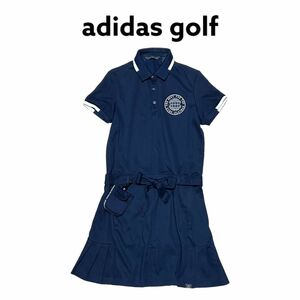 美品 アディダスゴルフ ワンピース M ボールポーチ付き インナーパンツ付 adidas golf ゴルフ ワンピ 半袖 ネイビー