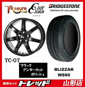 山形店 アウトレット品 新品タイヤホイールセット クリフクライム TC-07 1560 114 5H +53 BKP + BRIDGESTONE WS90 195/65R15 2022年製 ノア