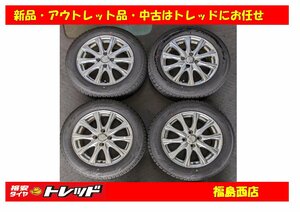 福島西 中古 スタッドレス タイヤホイールセット ジョーカー 15インチ 5.5J 4H/100 +42 ヨコハマ IG60 175/65R15　アクア/フィットなど