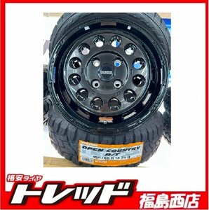 ★福島西★WILDPOTER Funk DDC 14インチ4.5J 4H/100+45 BP/BC&オープンカントリー R/T 155/65R14 夏タイヤホイール4本SET！