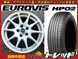 高崎中居店 中古ホイール/新品タイヤ 4本セット TM-951 15インチ 6.0J +43 5穴 PCD100 × ロードストーン ユーロビズ HP02 195/65R15