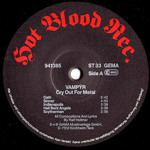 ◆ヘビメタ/ワンオーナー美品/LP◆Vampyr「Cry Out For Metal」Hot Blood 941 385、ドイツ盤、Heavy Metal_画像3