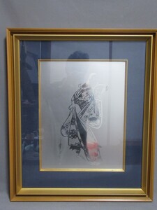 Art hand Auction 版画額(模写):金属版浮世絵/170311★, 絵画, 浮世絵, 版画, 美人画