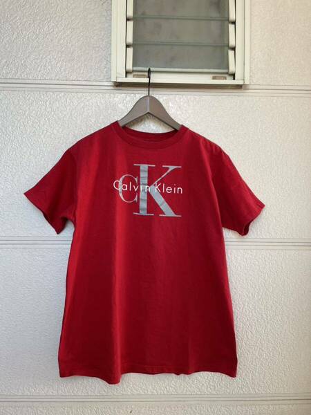 レア 90s usa製 カルバンクライン シングルステッチ Tシャツ レッド RED 赤 Calvin Klein tee アメリカ製 米国製 made in USA ヴィンテージ