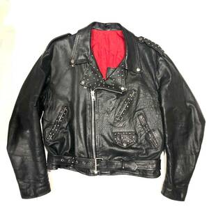 Vintage UK leather jacket ブラックレザーライダース ジャケット　革ジャン ビンテージライダース 古着 ダブルライダース ロンジャン