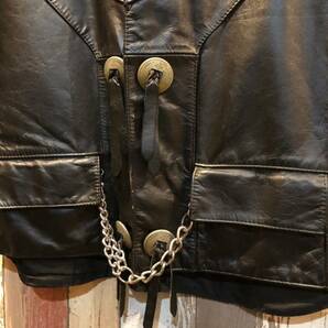 Vintage Leather VEST レザーベスト 本革 ハーレー バイカー 革ベスト 古着の画像6