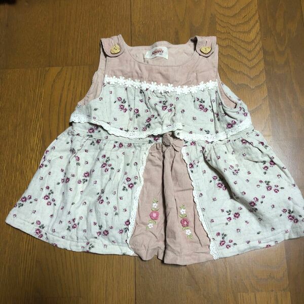 子供服 Souris ジャンパースカート 花柄 ピンク 女の子 90cm 美品