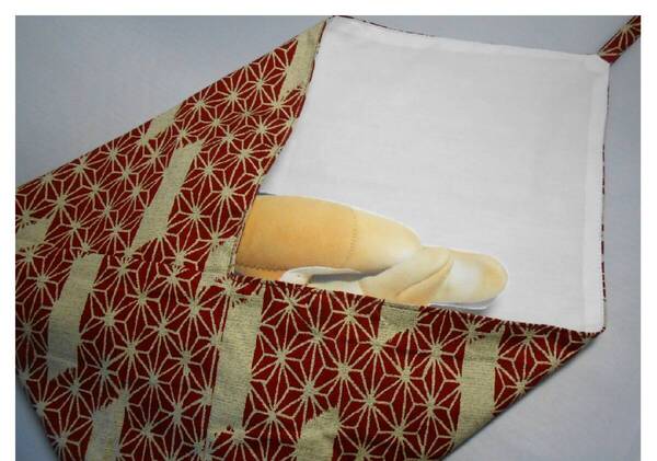 弓道 カケ入れふくさ型 赤地麻柄 ハンドメイド品