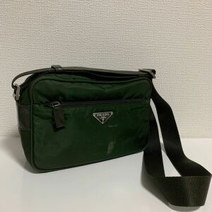 美品　PRADA プラダ ナイロン ショルダーバッグ カメラバッグ 斜めがけ カーキ