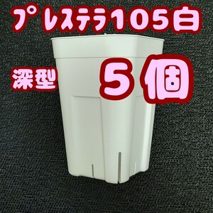 ◆送料無料◆プレステラ深鉢105 白 5個 プラ鉢 スリット鉢 多肉植物