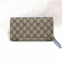 GUCCI　グッチ　GGマーモント　ジップアラウンド　ウォレット　GGスプリーム　ブルーレザー　ラウンドファスナー財布_画像4