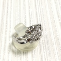 Pt900　ダイヤモンド0.5ct　ダイヤ10石　リング　＃17　17号　プラチナカラー　指輪　お花　リボン　モチーフ_画像1