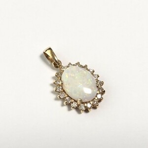  beautiful goods 14K opal diamond top pendant top charm 10 month birthstone 