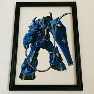 機動戦士ガンダム イラスト 額装品 A4サイズ ポスター風 インテリア ガンダム GUNDAMMS-07B GOUF グフ