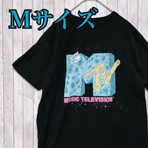 MTV エムティービー センターロゴ ミュージックテレビ Tシャツ 半袖 輸入品 春服 夏服 海外古着 会社 企業 音楽