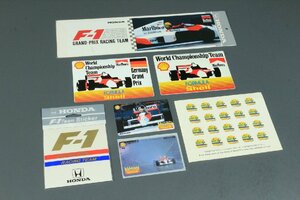 アイルトン・セナ テレカ ステッカー まとめ ７点 シール F-1 HONDA Marlboro FORMULA Shell 昭和シェル ホンダ テレホンカード 3490kdz