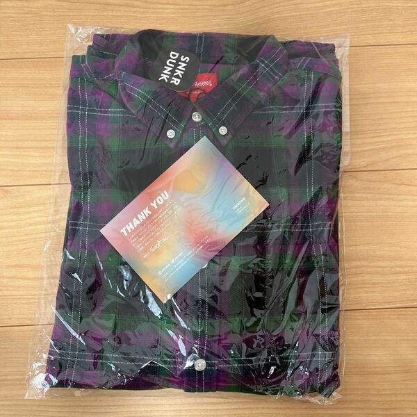 未使用　Supreme Brushed Plaid Flannel Shirt Black サイズ　L