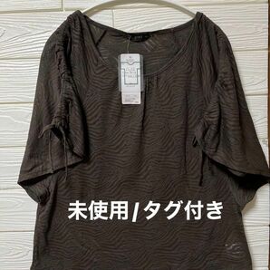 【未使用/タグ付き】薄手　袖シャーリングデザイン　Tシャツ　カットソー