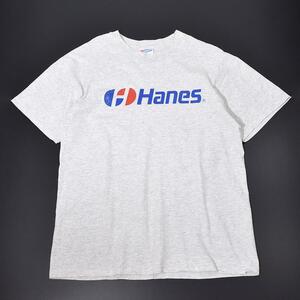 80年代 90年代 アメリカ製 HANES ヘインズ社 企業 ロゴ ビンテージ Tシャツ L 霜降りグレー シングルステッチ 古着
