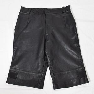 Y2K 90s archive SCHEME WARRIORS leather shorts 希少 アーカイブ スキームウォリアーズ 牛革 ベルクロ レザーハーフパンツ ショーツ L 黒