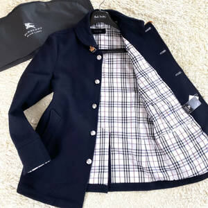 絶版未使用級BURBERRY BLACKLABELナポレオンコート銀メタルボタン銀釦XL.LL～LマリンPコートジャケット大ブラレバーバリーブラックレーベル