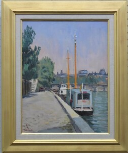 Art hand Auction It is a wonderful piece that is rich in emotion and has a soft touch that makes you feel the artist's breath! Kazuo Takeuchi No. 6 Early Autumn on the Seine Oil Painting [Masami Gallery], Painting, Oil painting, Nature, Landscape painting