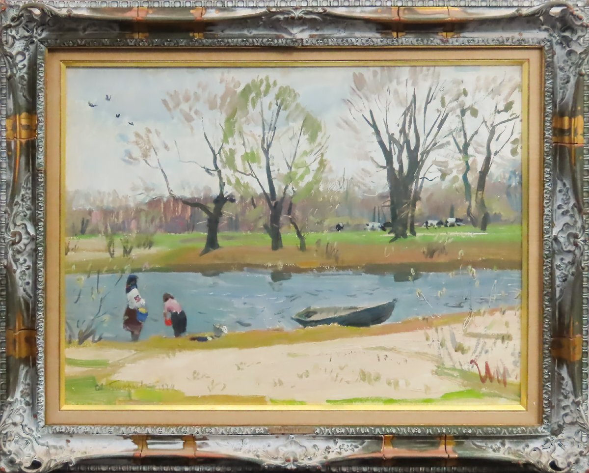 contemporary Soviet painting by Grigoriev, Spring in Ukraine, oil painting, 46.5cm x 66.5cm [Masami Gallery, established 53 years ago, with a proven track record and trust], Painting, Oil painting, Still life