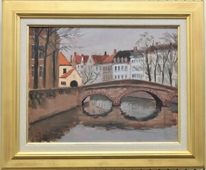 Art hand Auction It is a wonderful piece that is rich in emotion and you can feel the artist's breath, painted with a soft touch that is artistically elegant! Kazuo Takeuchi No. 6 Early Spring in Bruges Oil Painting [Masami Gallery], Painting, Oil painting, Nature, Landscape painting