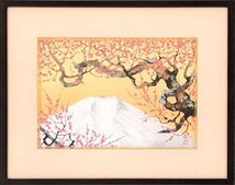 富士山と桜の対比が綺麗な通年飾れるおススメ作品です　　牧進　　セリグラフ　「悠久景福」　【創業53年の実績と信頼・正光画廊】_画像1