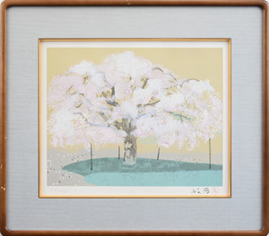 Art hand Auction *This is a masterpiece that depicts the symbol of Japan, the weeping cherry tree, with careful and elegant detailing. Print Flowers (Cherry Blossoms) by Toshio Matsuo, a painter who has received the Order of Culture, Limited to 125 copies [Seiko Gallery], Artwork, Prints, Lithography, Lithograph