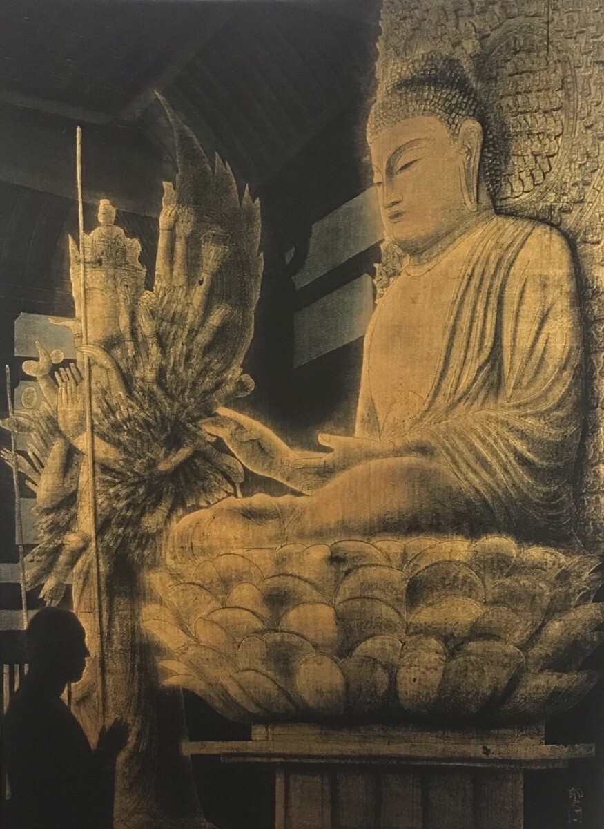 Reproduktion des Gemäldes Shodaiji-Tempel Vairocana Buddha von Ikuo Hirayama, ein Maler, der den Kulturorden erhielt, 1976 [Seiko-Galerie], Kunstwerk, Malerei, Andere