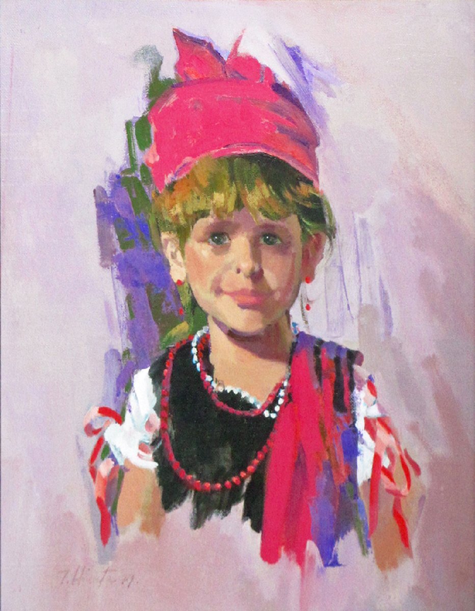 Tetsuo Hirata Western painting No. 6 Girl with a Necklace *A talented painter living in Spain* [Masami Gallery, established in 1972, trusted and proven], Painting, Oil painting, Portraits