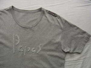 Papas SPORTS 　パパス スポーツ　ロゴ叩き付け　Tシャツ　サイズ S 杢グレー