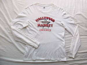 HOLLYWOOD RANCH MARKET BLUE ハリウッドランチマーケット 　プリント長袖Tシャツ　サイズ 2/M 　日本製　ピンホール穴有り