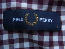 FRED PERRY フレッド ペリー ギンガムチェック柄　ボタンダウンシャツ　サイズ S オフホワイト×ブラウン系のギンガムチェック柄_画像5