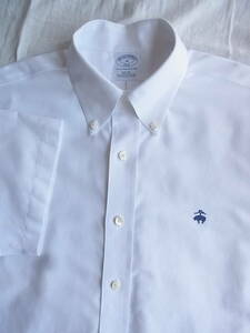BROOKS BROTHERS ブルックスブラザーズ スーピマコットンオックス素材　半袖ボタンダウンシャツ　サイズ M ホワイト