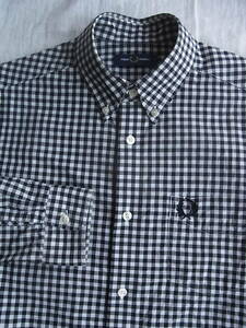 FRED PERRY フレッド ペリー ギンガムチェック柄 ボタンダウンシャツ　サイズ S 　ホワイト × ブラック