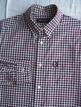 FRED PERRY フレッド ペリー ギンガムチェック柄　ボタンダウンシャツ　サイズ S オフホワイト×ブラウン系のギンガムチェック柄_画像1