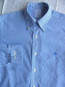 BROOKS BROTHERS Brooks Brothers silver chewing gum check pattern button down shirt size S