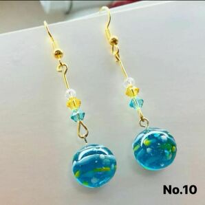 ハンドメイド ピアス イヤリング 水風船 水ヨーヨー アクアマリン レジン No.10