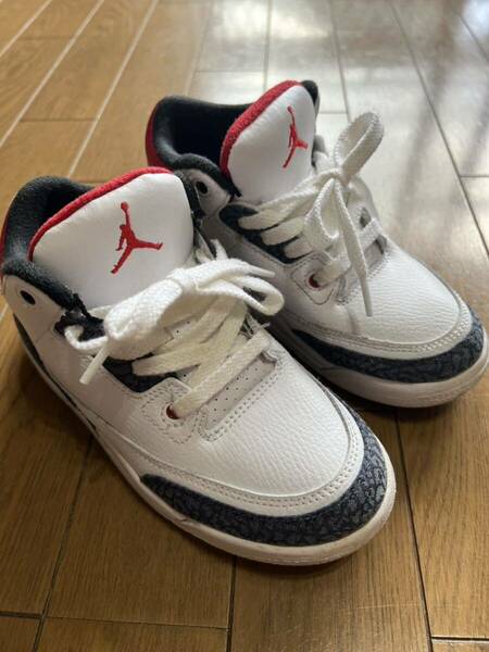 NIKE JORDAN 3 RETRO SE-T (PS) 中古 ”FIRE RED DENIM” 20cm ナイキ ジョーダン カタカナ 2020 DB4168-100 キッズ　エアジョーダン