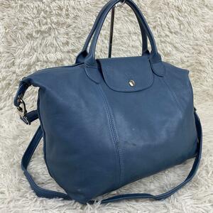 1 иен ~[ редкий цвет ]Longchamp Long Champ p задний -jukyui-ru2way большая сумка сумка на плечо soft кожа Logo type вдавлено .