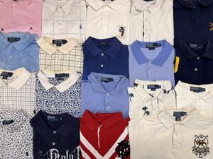USA б/у одежда короткий рукав Ralph Lauren дизайн рубашка-поло 19 шт. комплект продажа комплектом 1 иен старт много . продажа America б/у одежда one отметка вышивка 