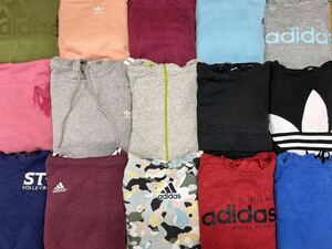 USA old clothes Adidas Parker 15 pieces set set sale 1 jpy start large amount . sale America old clothes Logo print pull over sweat 