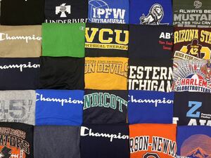 USA old clothes . short sleeves Champion T-shirt MIX size 25 pieces set set sale 1 jpy start . sale large amount America old clothes Logo ound-necked illustration 